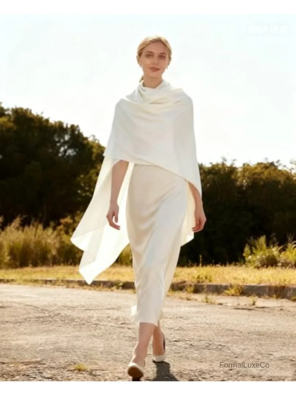 Silky Satin Scarf Shawl Wrap for Wedding Evening Dress, 28x79 in